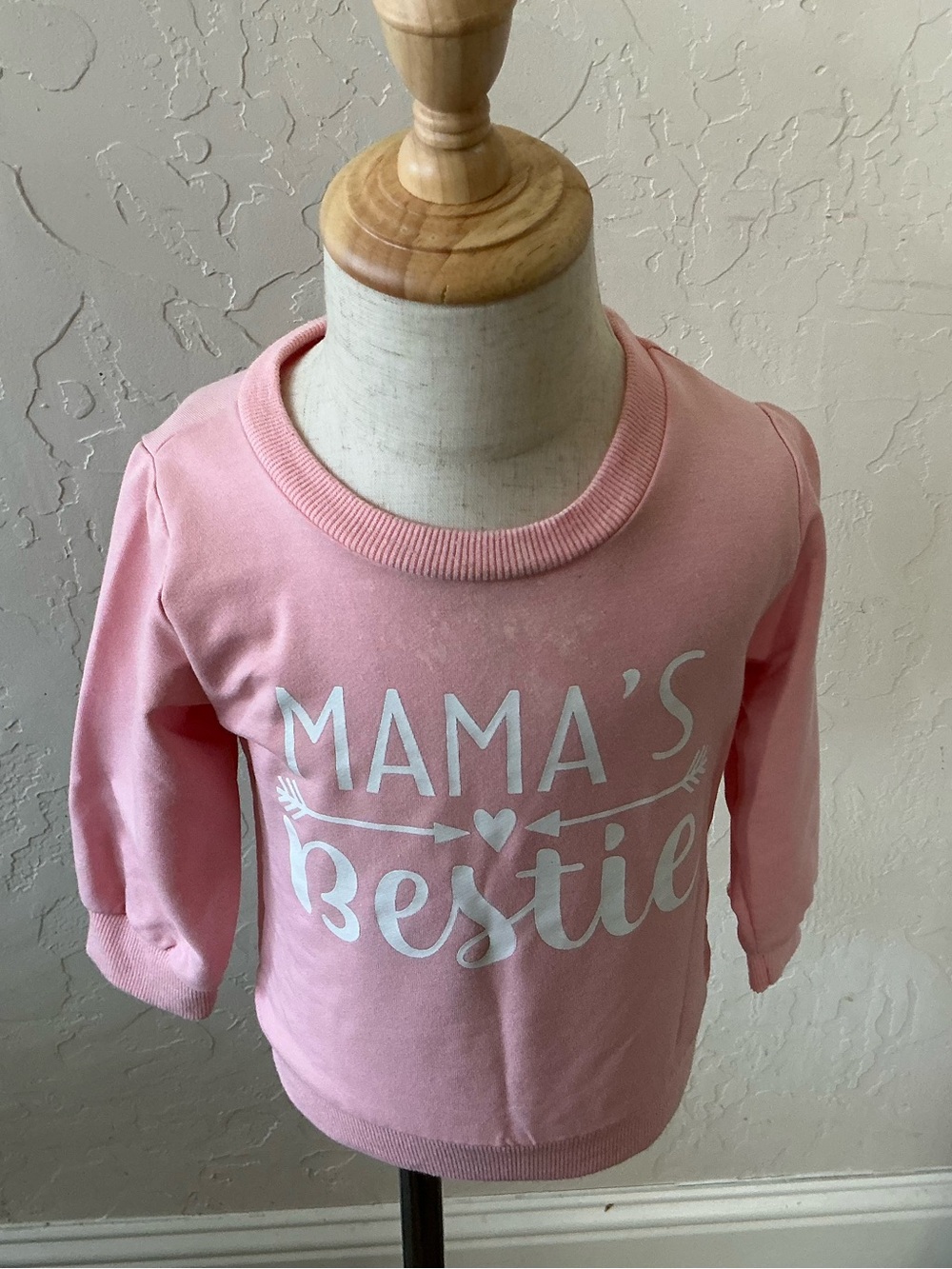 Pink "Mama's Bestie" Long-Sleeve Girls Top